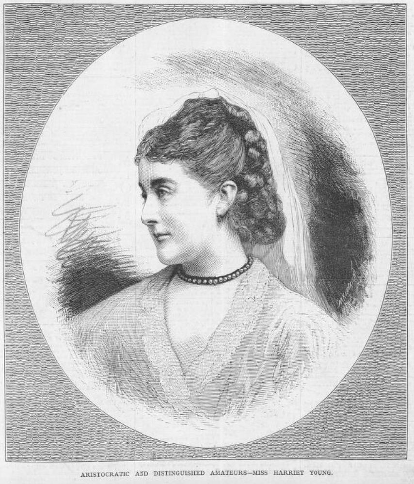 An illustration of Harriet Young from 1877
